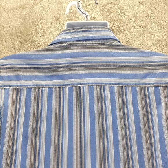Bugatchi Uomo Mens Button Down Shirts Blue White Striped Flip Cuffs Size L - Picture 10 of 12